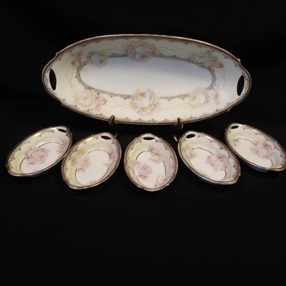 6 Pc Antique Bavarian Serving Set 1910 L.D.B.Co Prince Regent - Picture 8 of 16